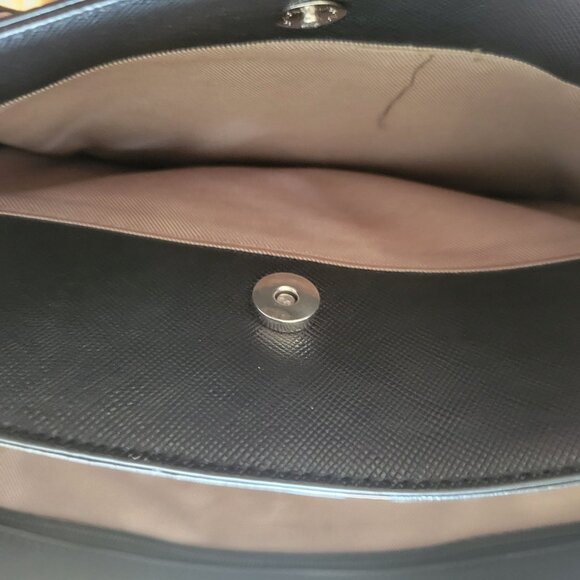 Michael Kors Saffiano Leather Tote Bag With Dual Handles & Silver Hardware - Bla - Picture 7 of 15